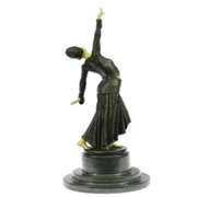 Belly Dancer Bronze Sculpture on Marble Base Statue