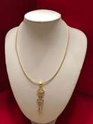 18k gold thin omega chain with Diamond Pendant