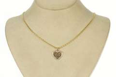 14K Yellow Gold 0.55 Ctw Pave Brown & White Diamond Heart Pendant