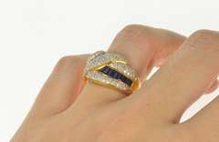 18K Yellow Gold 1.83 Ctw Wavy Baguette Diamond Pave Diamond Ring