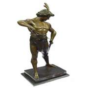 Post Pugnam Picault Bronze Statue on Marble Base Sculpture