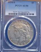 1934-S Peace Dollar PCGS AU58