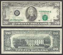 $20 1990 FRN Misaligned Overprint Error Very Fine