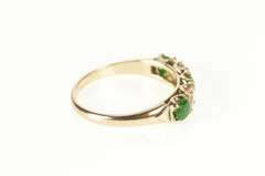 14K Yellow Gold Emerald Diamond Victorian Wedding Band Ring