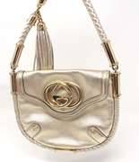 Gucci Small Brit Gold Leather Tassel Purse
