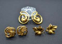 Vintage 12K Gold Filled Screw Back Earrings, 3 Pair Lot