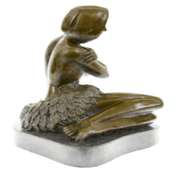 Nude Hawaiian Female on Stone Bronze Sculpture