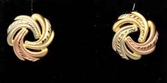 14KT Tri Textured Gold Earrings