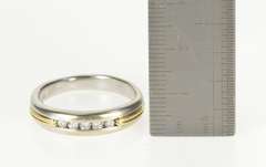 14K White Gold 0.15 Ctw Two Tone Diamond Men's Wedding Band Ring