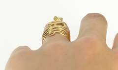 18K Yellow Gold Coiled Serpent Flower Patterned Snake Unique Ring