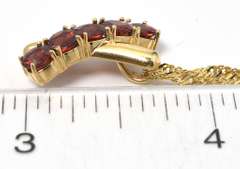 Eye-Catching Garnet X Necklace in 14KT Yellow Gold