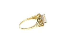 10K Yellow Gold Opal Ornate Diamond Halo Statement Cocktail Ring