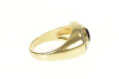 14K Yellow Gold Retro Black Star Sapphire Diamond Statement Ring