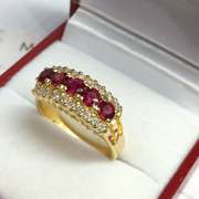 14kt Gold Ruby & Diamond Band Ring
