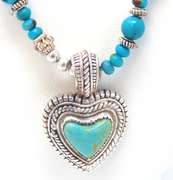Sterling Silver Turquoise Heart Beaded Necklace