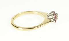 14K Yellow Gold Diamond Floral Ruby Halo Retro Engagement Ring