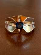 Blue Sapphire & Solid Gold Band Ring