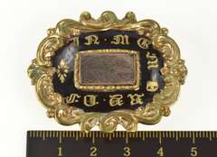 Gold Filled Ornate Victorian Memento Mori Mourning Pin/Brooch