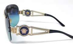 Versace Gold and Smoke Grey Shield Frame Sunglasses