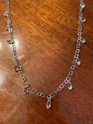 Sterling Silver Necklace with White Dangling Tear Drop Gemstones