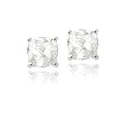 Sterling Silver 1.5ct White Topaz Cushion-Cut Stud Earrings, 5mm