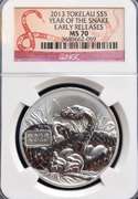 2013 Tokelau S$5 Year Of The Snake ER NGC MS70