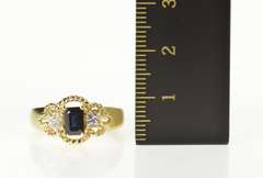 10K Yellow Gold Emerald Sapphire CZ Accent Engagement Ring
