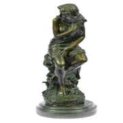 Nude Lady Bronze Statue on Marble Base Figurine
