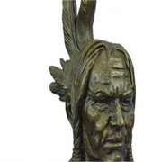 Native American Indian Warrior Chief Bronze Sculpture