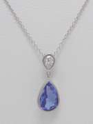 Glowing Bezel Pear Tanzanite w Diamond Necklace