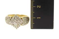 10K Yellow Gold 0.72 Ctw Squared Diamond Cluster Pave Ring