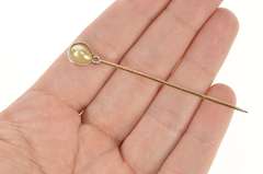 14K Yellow Gold Victorian Pearl Rose Cut Diamond Stick Pin