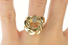 14K Yellow Gold 1960's Diamond Cluster Spinner Cocktail Ring