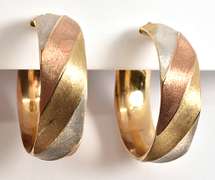Stylish Wide Tri-Color Hoop Earrings