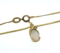 Fancy Yellow Gold Opal & Diamond Accent Necklace