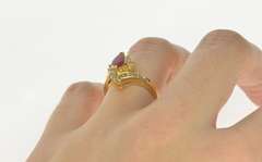 14K Yellow Gold 1.00 Ctw Ruby Diamond Halo Bypass Engagement Ring