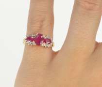 14K Yellow Gold 1.60 Ctw Oval Ruby Diamond Halo Engagement Ring