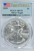 Perfect PCGS MS70 2017 $1 Silver Eagle. West Point Mint