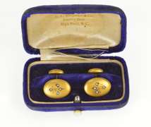 10K Yellow Gold Victorian Seed Pearl Fleur De Lis Cuff Links