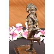 Unique Nouveau Vienna Bronze Boy and Loop Statue Sculpture