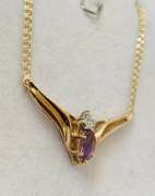 Amethyst & Solid Gold Pendant Necklace