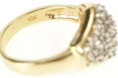 10K Yellow Gold 1.38 Ctw Round Diamond Cluster Statement Ring