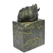 Rhino Bronze Sculpture on Marble Base Figurine