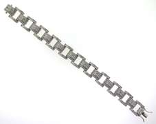 Sterling Silver Crystal Men's Link Bracelet