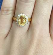 14kt Gold Citrine & Diamond Halo Ring