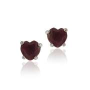 Sterling Silver 1.04ct Ruby 5mm Heart Stud Earrings