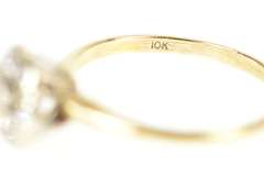 10K Yellow Gold Round Classic Diamond Cluster Statement Ring