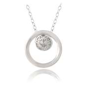 Sterling Silver 1/10ct Diamond Open Circle Necklace