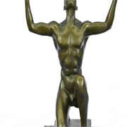 Nude Naked Male Athlete Bronze Sculpture