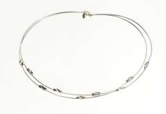 14K White Gold Layered Square Beaded Cocoon Statement Necklace